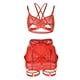thumbnail image 4 of Gibobby Conjunto Lencería Tanga Y Bralette Lenceria Sexy Mujer Bikini Push Up Bustier Top + Braga Alta G String Clubwear Conjunto de Lencería(Rojo, CH), 4 of 5