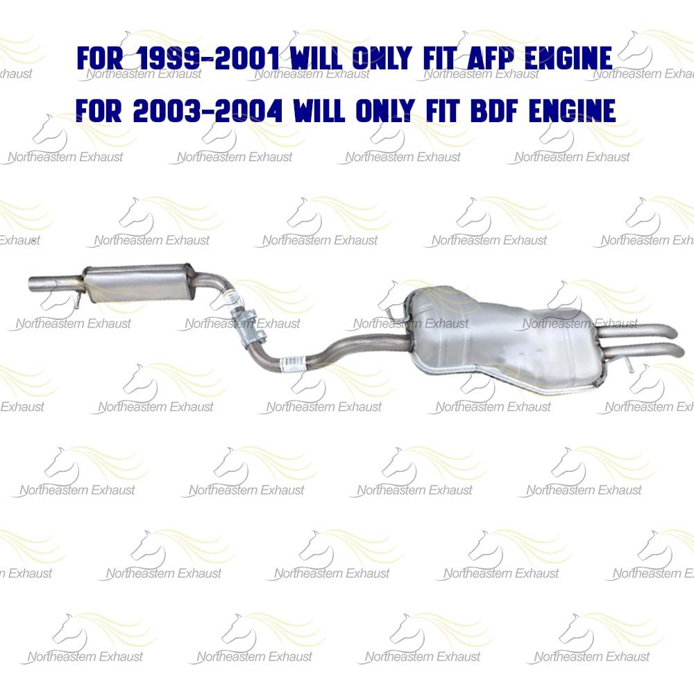 Northeastern Exhaust Resonator & Muffler Fits 1999-2004 Volkswagen Jetta 2.8L - Direct-Fit | Stainless Steel System Kit