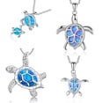 thumbnail image 2 of FDLK, collares con colgante de tortuga marina de ópalo azul a la moda para mujer, collar de cadena llamativo de boda con animales para mujer, joyería para playa y océano Tan Jianjun  unisex, 2 of 2