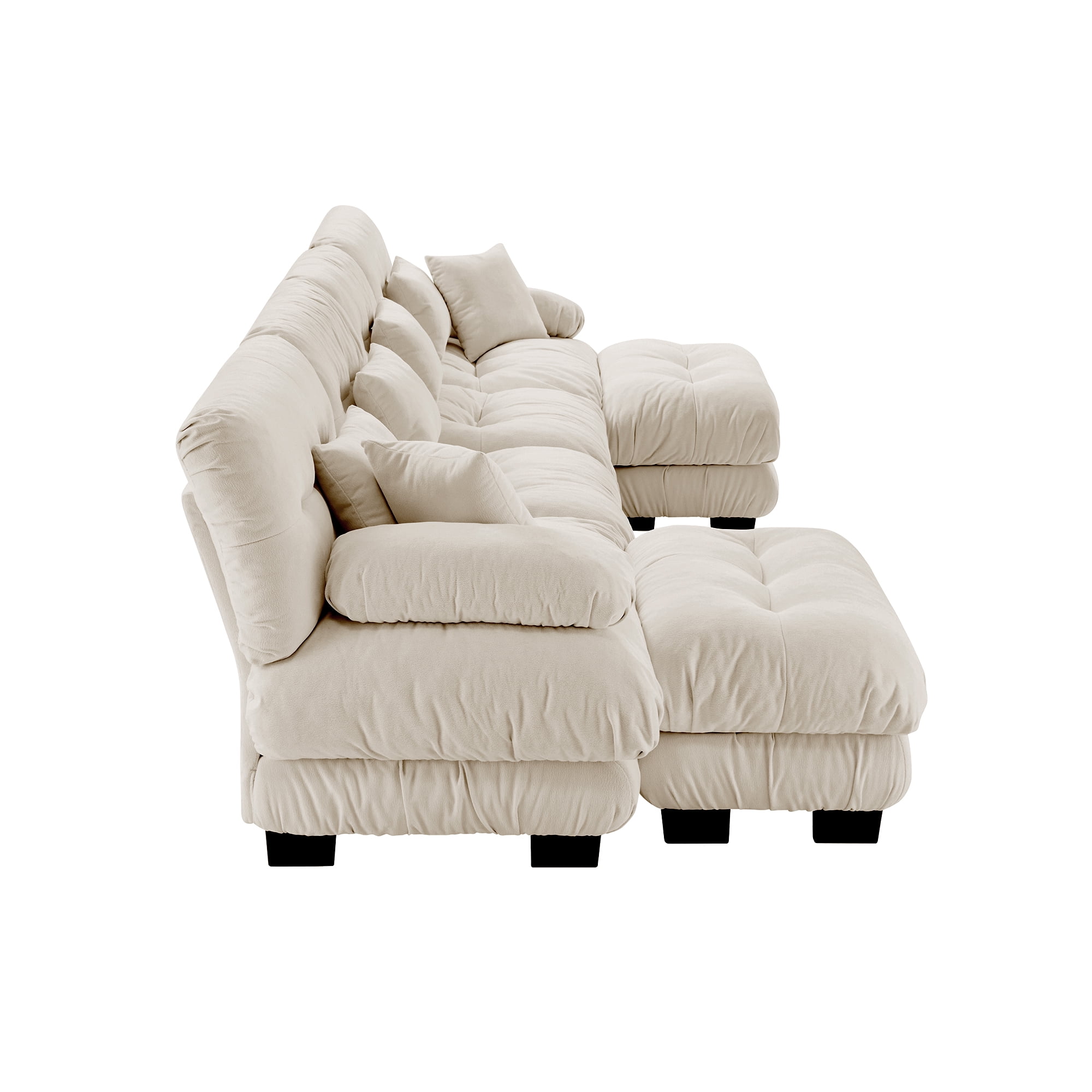 Gewnee White Chenille Cloud Couch 2 Seater Sofa for Living Room, Chenille 2 - Seat sofa with 2 Lumbar pillows and 2 throw pillows,