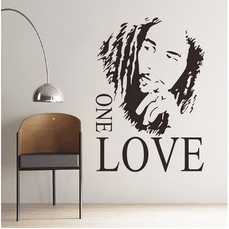 Outgeek Wall Stickers Removable Bob Marley One Love Quote Decal Stickers for Bedroom Living Room Women Men Home