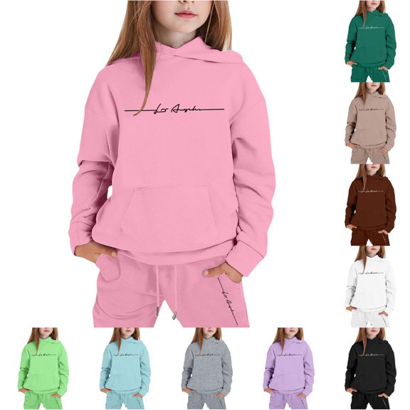 Shachafan Girls Outfits Hoodies Letter Print Sweatshirt Stylish And Comfortable Everyday Wear Baby Set Girl