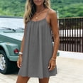 thumbnail image 5 of COMVALUE Open Back Summer Dress for Women Spaghetti Strap Summer Beach Flowing Sundress Swing Solid Color Sundress Light Gray M, 5 of 7