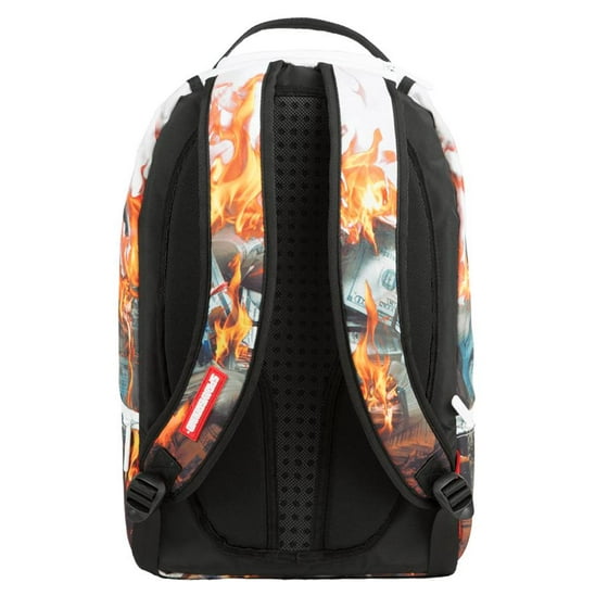 Sprayground Sprayground White Fire Money Cash Stacks Stash Dope Burning Laptop Bag Backpack