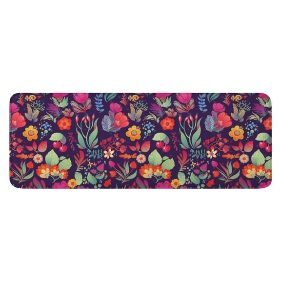Pioneer Flower Floral Print Pattern Kitchen Rug Mat,Kitchen Runner Rugs Non Skid Washable,Decorative Kitchen Floor Mats for Kitchen,Sink,Laundry,17"x47.2"