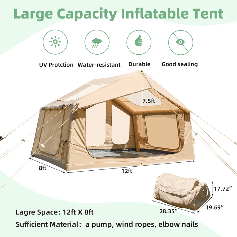 エアテント Inflatable Tent 9.8' x 7' Inflatable Camping Tent,4 Season Blow up Tents for