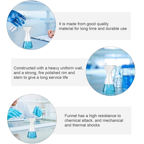 Set of 4 Glass Feeding Funnels for Analytical Chemistry Lab Use - Liquid Transfer Glassware