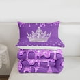 thumbnail image 5 of Erosebridal 3D Princess Crown Twin Comforter Sets,Purple Sequin Print Bedding Set For Girls Kids 2 Pieces, 5 of 7
