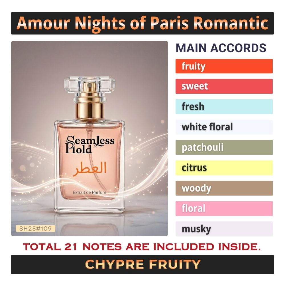 Seamless Hold Amour Nights of Paris Romantic Fruity Floral Patchouli Perfume for Women Parfum | Inspired Luxury Fragrance | Long-Lasting Scent - 1 oz (30 ml)