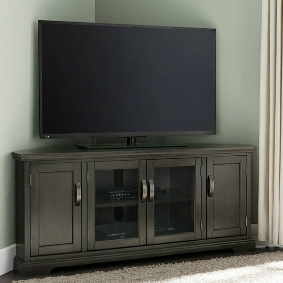 Leick Home Riverstone Gray Corner 2-Door TV Stand for TVs up to 65 Inches with Storage