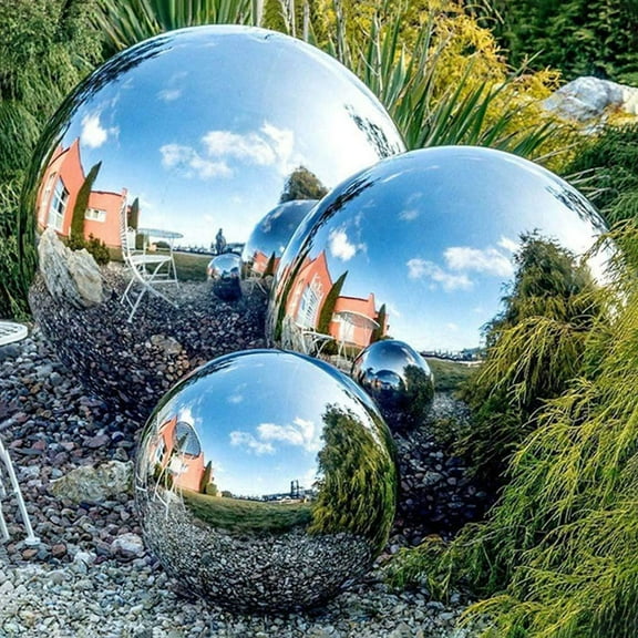 TEHAUX Stainless Steel Lawn Gazing Globe Outdoor Garden Sphere Decoration 1 Piece