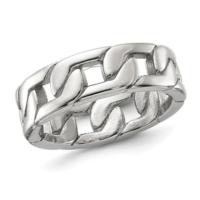 Bague de Maillon de Chaîne Polie en Acier Inoxydable pour Hommes (7mm)
