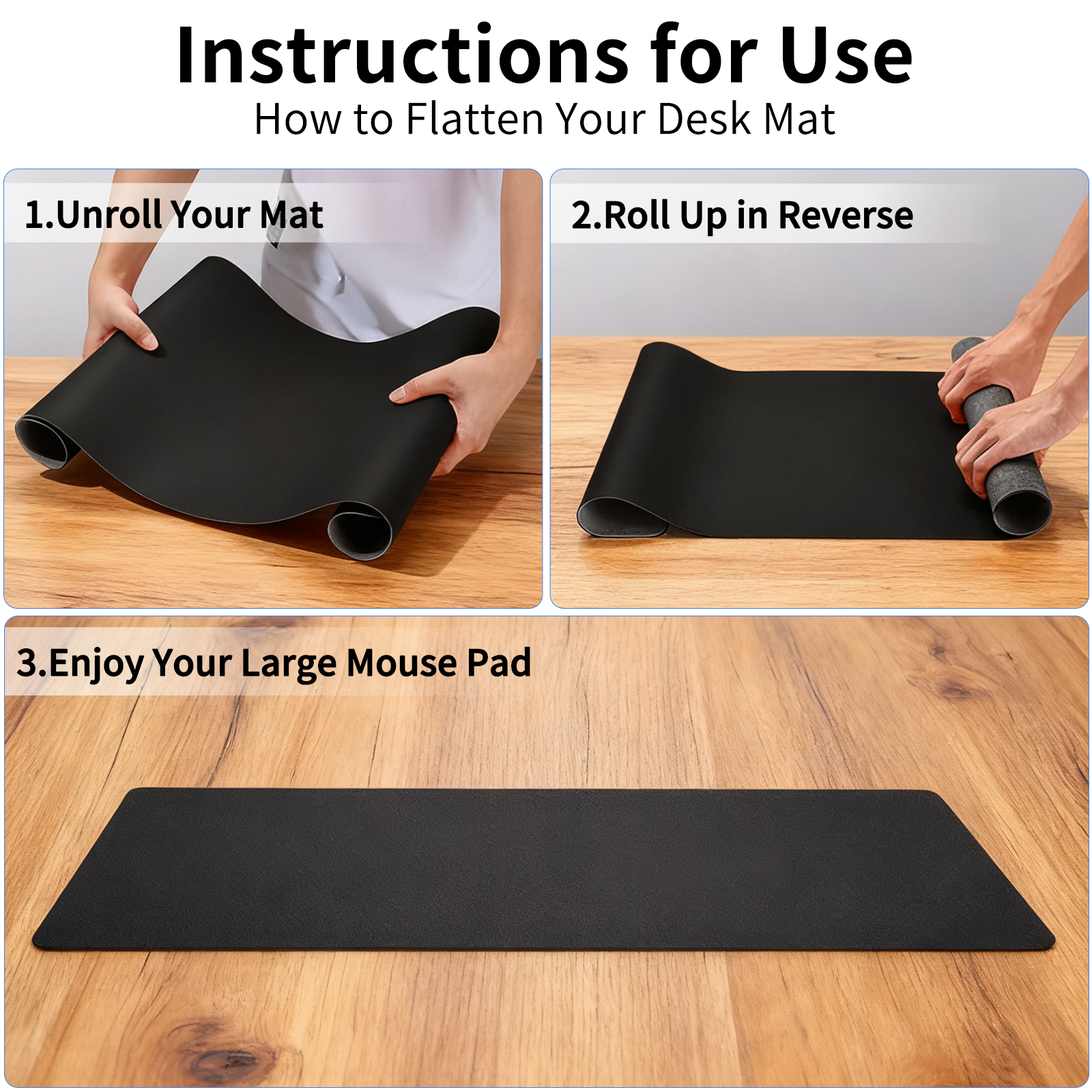 Xueyu 31.5" x 15.7" Black PU Leather Desk Pad photo 5