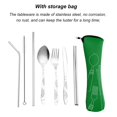 thumbnail image 1 of Ensemble d'Ustensiles de Voyage 8pcs / Ensemble d'Ustensiles de Table en Acier Inoxydable Ensemble de Couverts Réutilisables Ensemble de Vaisselle de Camping Portable avec Sac de Rangement Vert pour Pique-Nique d'École de Camping au Travail - par, 1 of 10