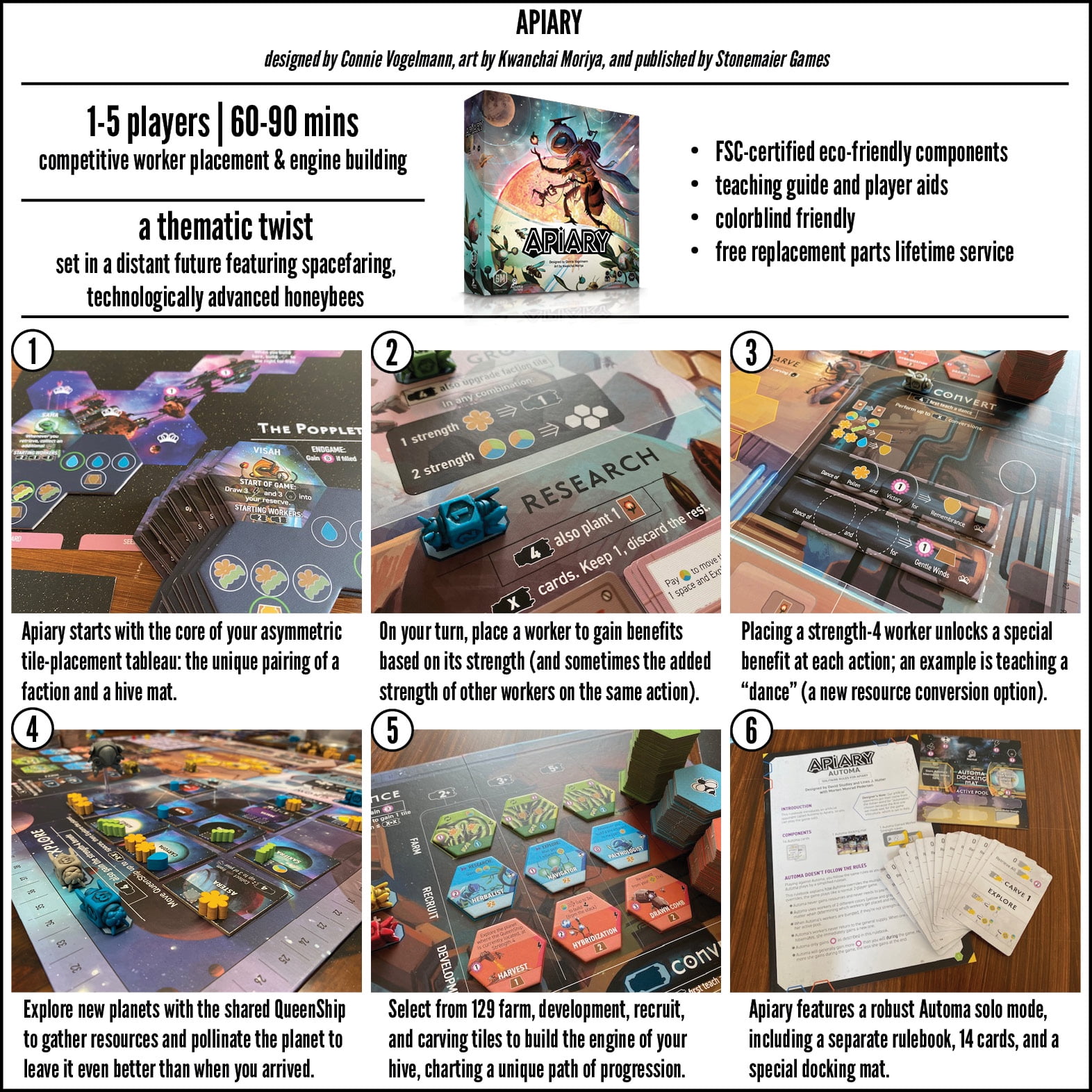 Apiary by Connie Vogelmann - A Strategy Board Game About Bees in Space from Stonemaier Games