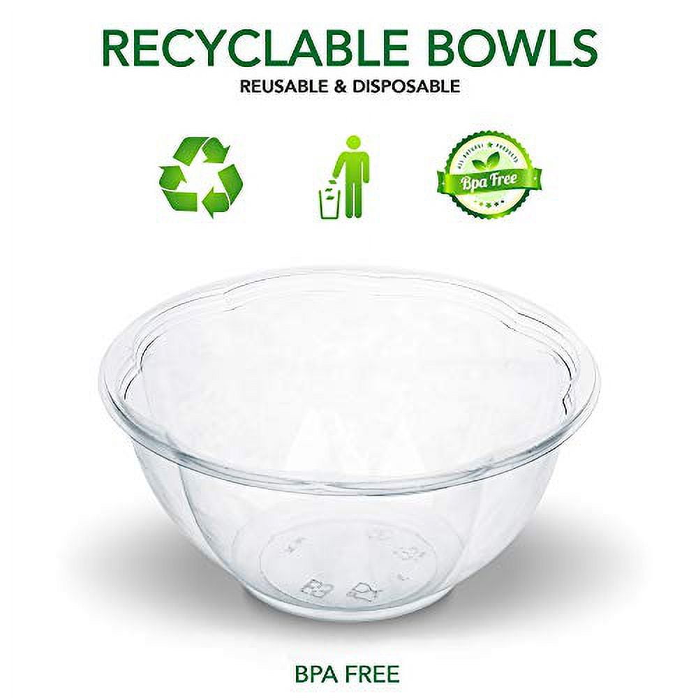 Plastic Salad Bowls (50 Count) 32 Oz. Disposable Salad Bowls with Lids -  To-Go Container With Airtight Lids 