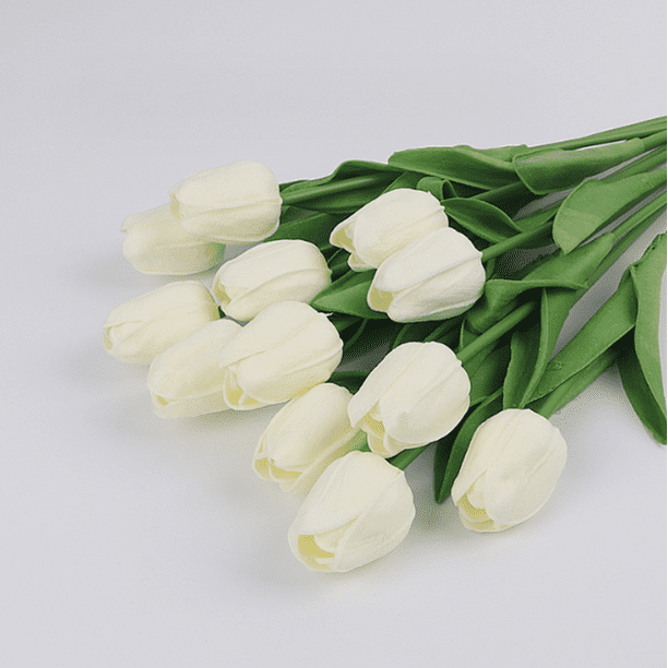 Xiao Hua 12 tulipanes artificiales, flores falsas, flores artificiales para decoración de bodas