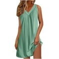 thumbnail image 2 of Trendy Dresses For Women 2026 Women Casual Nightgowns Sleeveless Soft Lightweight Sleep Dress Summer Comfy Pleated V-Neck Night Dresses Mint Green S, 2 of 6