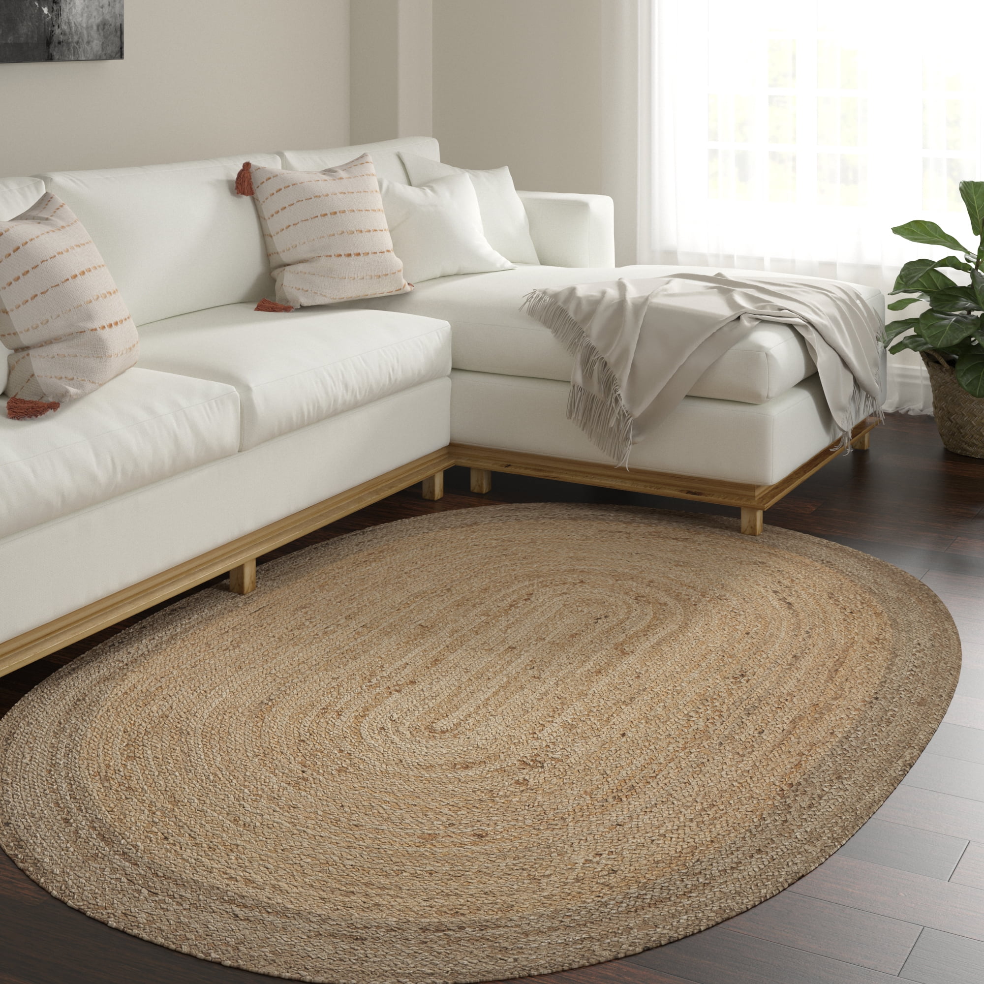 Ox Bay Cora 5' x 7' Natural/Gray Braided Jute Oval Indoor Area Rug