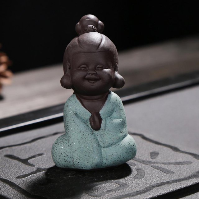 Pequeño Monje Chino Estatua de Buda de Té Mascota para Dcoración de Bandeja de Té de Multicolor BLESIY Figuras de monje Yixing Tea Pet