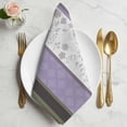 thumbnail image 2 of Purple Geometric Cloth Napkins, Stripes Boho Spring Flowers Country Rural Washable and Reusable Dinner Napkins Set of 2, Table Napkin for Kitchen Party Birthday Wedding Hotel Housewarming 20"x20", 2 of 9