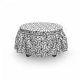 thumbnail image 3 of Black and White Ottoman Cover, Geometric Motif, 2 Piece Slipcover Set with Ruffle Skirt for Square Round Cube Footstool Decorative Home Accent, Standard Size, Black White, by Ambesonne, 3 of 5