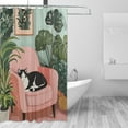 thumbnail image 2 of Yayeee Shower Curtain with Hooks 72"x72" Waterproof Fabric Bathroom Hanging Decor, Pink Sleeping Cat, 2 of 5
