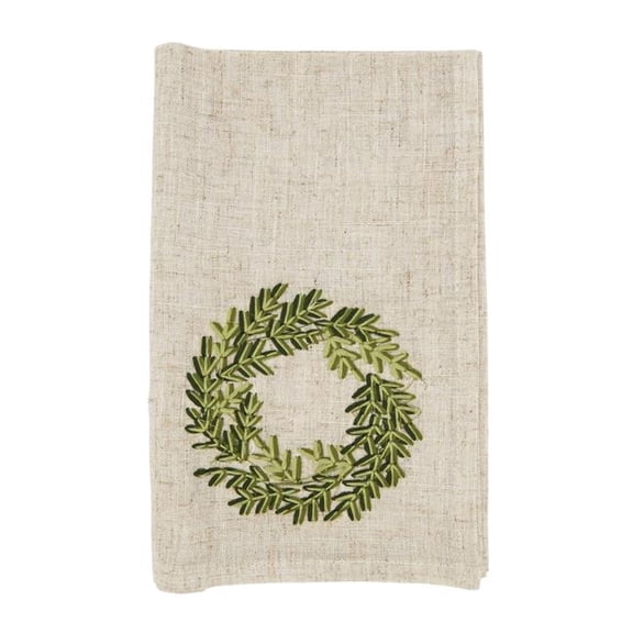 Saro Lifestyle Festive Wreath Embroidered Napkin (Set of 4)