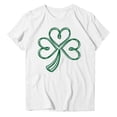 thumbnail image 3 of BLVB St. Patrick's Day Shirts for Women Cute Shamrock Clover Graphic Tee Shirts Short Sleeve Crewneck Gift Tops Blouse White 6, 3 of 4