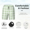 thumbnail image 5 of Haiem Pistachio Green Checkboard Men'S Quick-Dry Swim Trunks: Comfortable Beach Shorts With Mesh Lining And Pockets - Ideal For Swimming And Sunbathing Small, 5 of 9