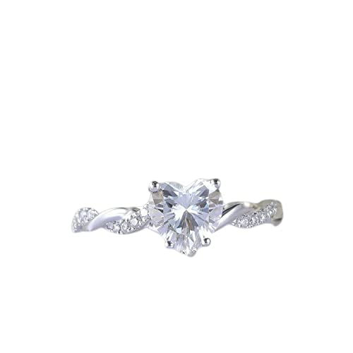 HeartsAndYou 1.3ct Heart Cut Moissanite Engagement Ring for Women Infinity Twisted 18k White Gold Over Silver