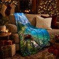 thumbnail image 3 of Majestic Mountain Lake Canoe Painting Peaceful Wilderness Scenery, Peaceful Mountain Lake Scene, Warm Flannel Blanket for Cabin and Lodge, Outdoor Lovers Camping Gift, Rustic Home Decor, 3 of 9