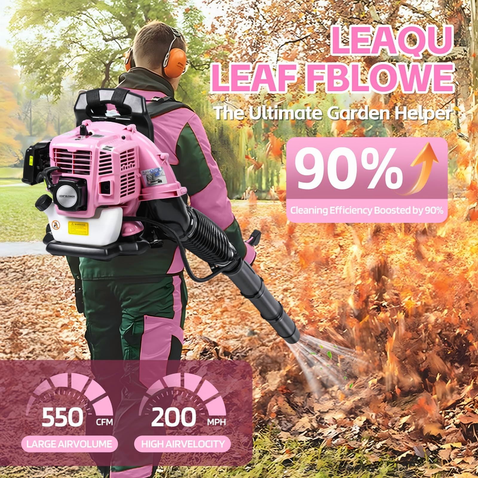 Gas Leaf Blower, 52CC 1.7 HP 2-Stroke Backpack Leaf Blower, 550 CFM , 200 MPH , Powerful Clearing Performance and Ergonomic Harness System
