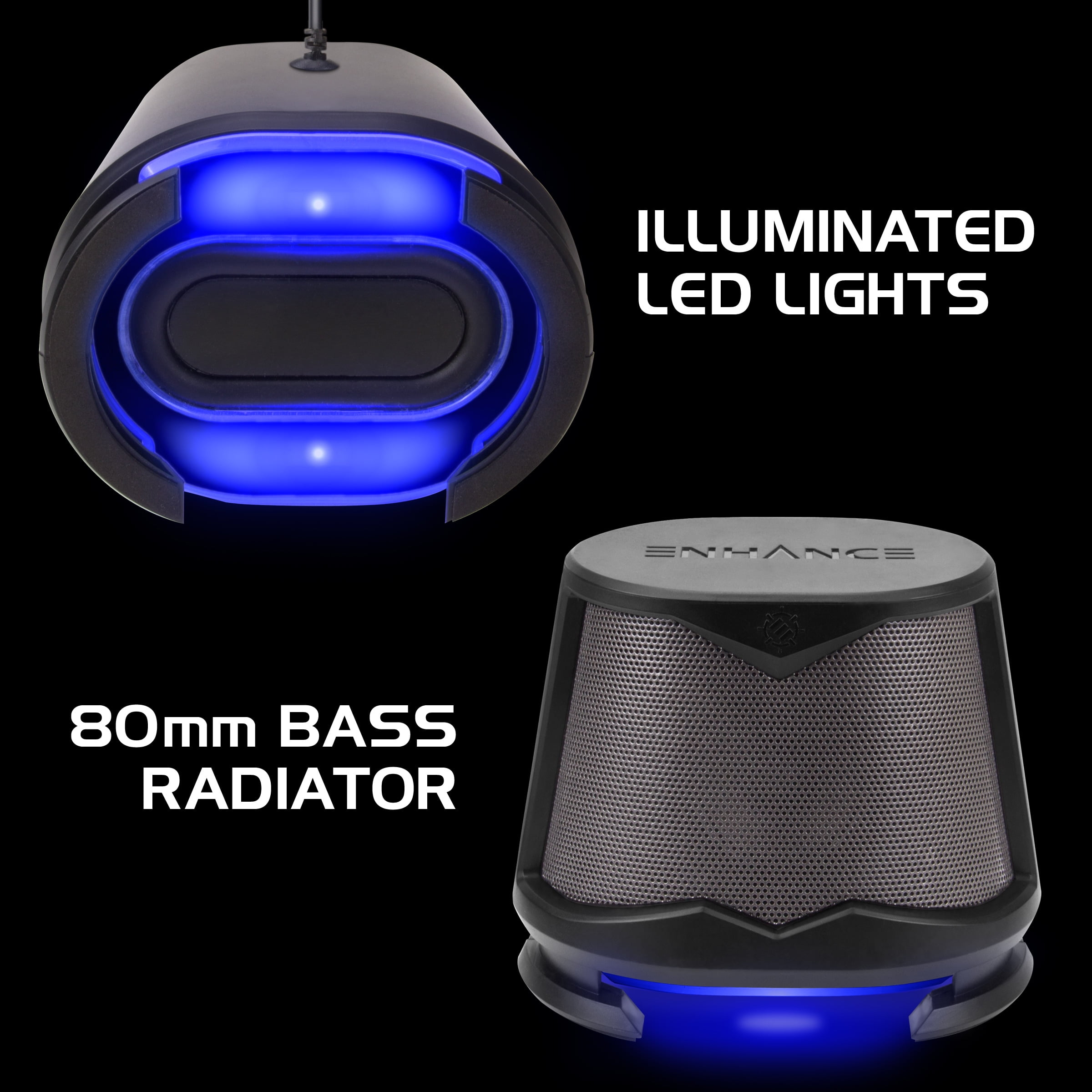 ENHANCE 2.1 High Excursion Computer Speakers with Subwoofer - Blue LED Gaming Speakers