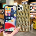 thumbnail image 6 of Compatible with iPhone 14 Pro Max Case Luxury Bling Glitter Chrome Design Phone Case Tin Foil Pleated Electroplated Sparkly 3D Fashion Phone Cover for Women Girls, 6 of 6
