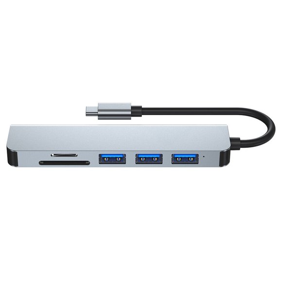 ROMANSENTIAL 1Pcs 4.5x0.4x1.1in Type-C Docking Station for Laptop Computer Mobile Phone with 6 Port Expansion Adapter and Video Converter Reader HDCP Function