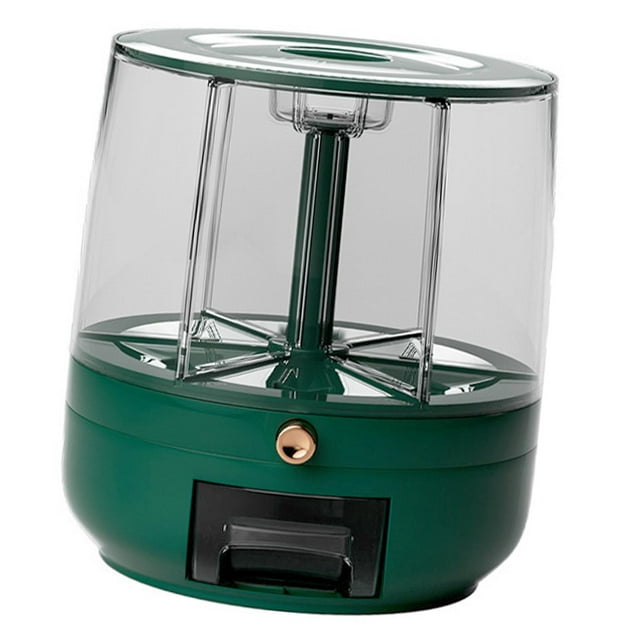 Dispensador de cereales de 6 rejillas, contenedor de alimentos de gran capacidad, caja de almacenamiento de granos sellada giratoria de 360 grados, Verde