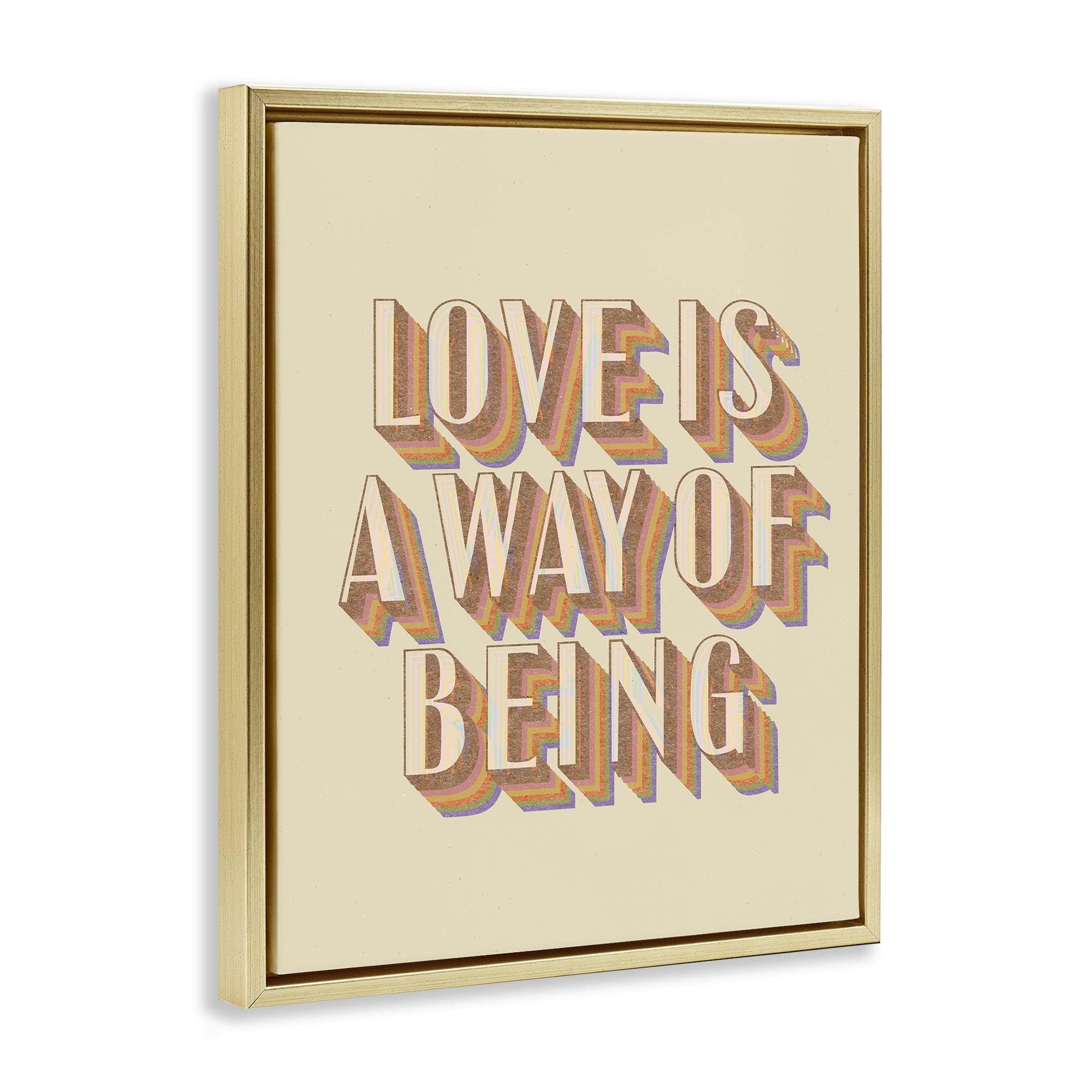 Stupell Industries Sentimental Love Phrase Text & Numbers Painting Gold Floater Framed Canvas Art Print Wall Art, 25 x 31