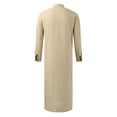 thumbnail image 4 of Mens Middle Arabic Style Simple Long Mens Button Muslim Robe Long Sleeve Robe Side Slit Robe Button Pocket Robe Men Shirts, 4 of 4