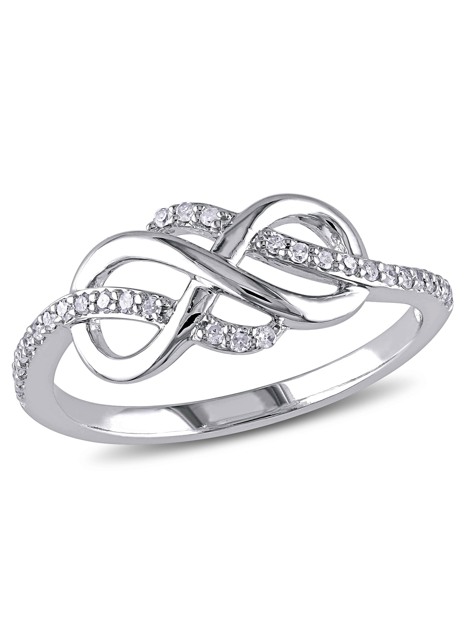 1/7 Carat T.W. Diamond 10kt White Gold Infinity Crossover Ring ...