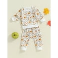 thumbnail image 2 of ZINTAOZT Halloween Baby Boy Girl Outfit Toddler Ghost Pumpkin Sweatshirt Tops Pants Set Casual Fall Winter Clothes, 2 of 8