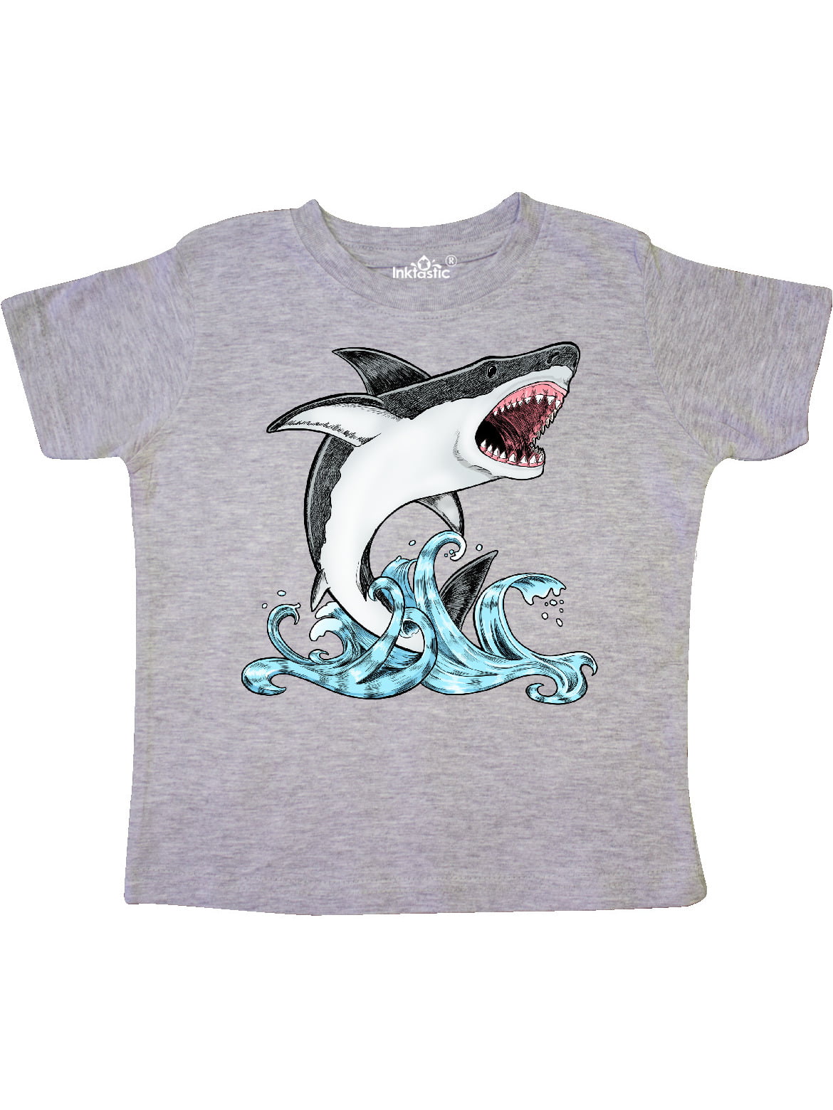 INKtastic - Great White Shark Jumping Toddler T-Shirt - Walmart.com ...