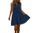 thumbnail image 2 of Horkkom Mini Dresses for Women Summer V Neck Solid Color Sleeveless Dress Beach Vacation Sundresses, S-2XL, 2 of 5