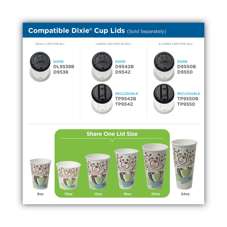 Dixie PerfecTouch 12 oz. Hot Cups and Dixie Dome Plastic Hot Cup Lids,  50/pack