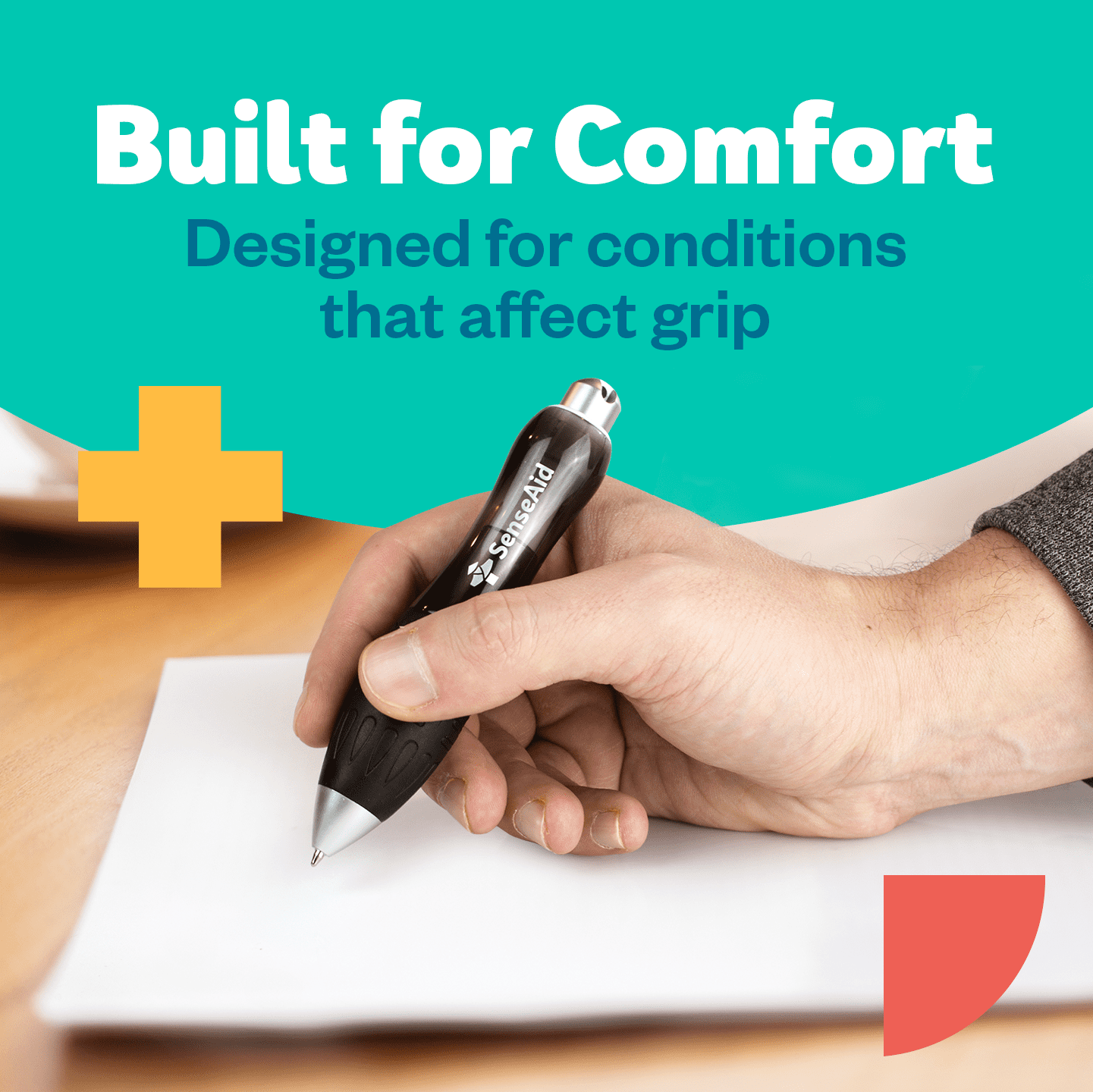 SenseAid Fat Weighted Pens for Hand Tremors (2 pack), Heavy Pens with Large Grip for Arthritis, Parkinson’s, Carpal Tunnel, Plus 2 Ink Refills