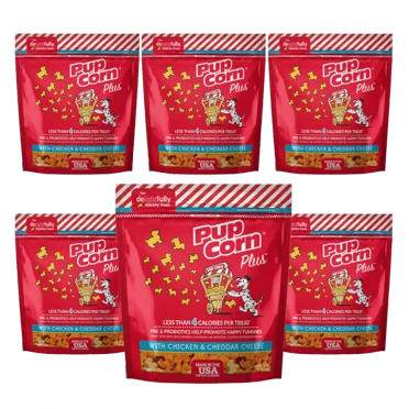 Pup Corn Plus with Chicken and Cheddar Cheese Puffed Dog Treats - 4 oz (6 Pack)