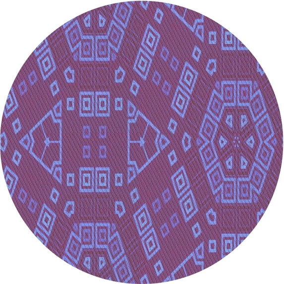 Ahgly Company Indoor Round Patterned Medium Purple Area Rugs, 7' Round