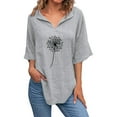 thumbnail image 1 of B91xZ Tunique Femme Mode Col Rond Manches Courtes T-Shirt Printemps Été Blouse Ample, Gris m, 1 of 5
