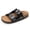 Black, variant on Women's Cork Footbed Sandals with Arch Support, Adjustable Double Buckle Slip-On Slides, Open Toe Flat Sandals with PU Upper for Summer
