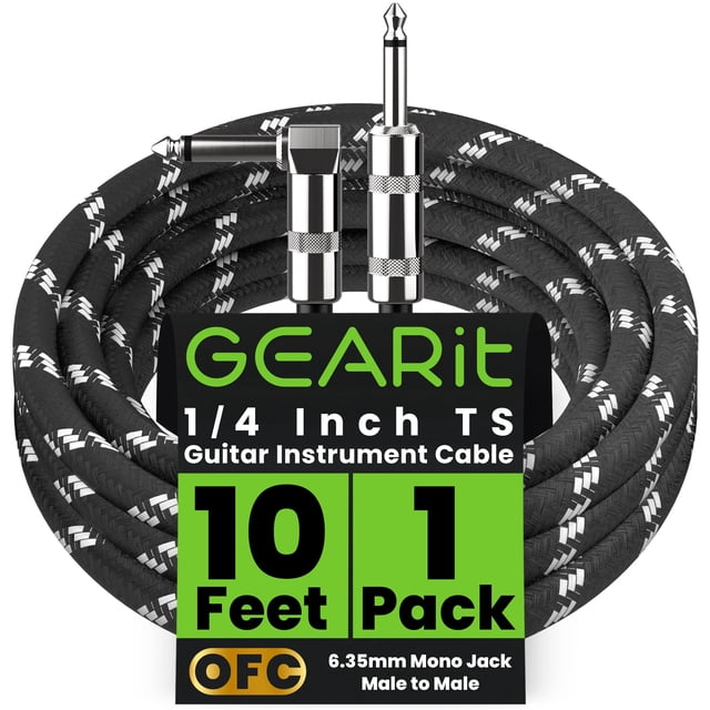 Cable para Instrumento GEARit 3 m Ángulo Recto a Recto 1/4"